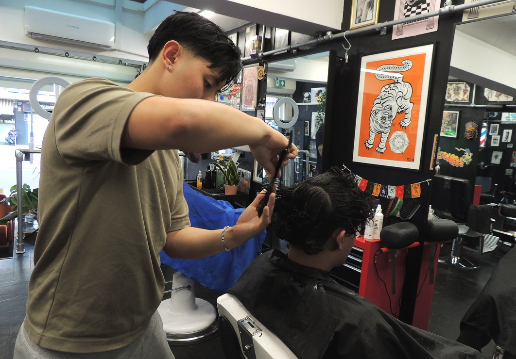 Barber at work